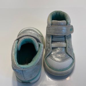 Silver and green accents sneakers super cute size 5 See Kai Run